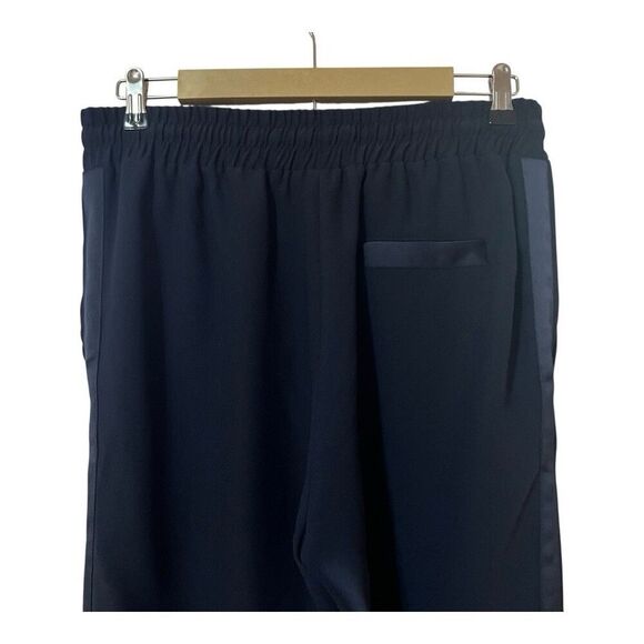 H&M Womens Size 10 Navy Blue Tuxedo Stripe Satin Trim Jogger Pants - Picture 4 of 5